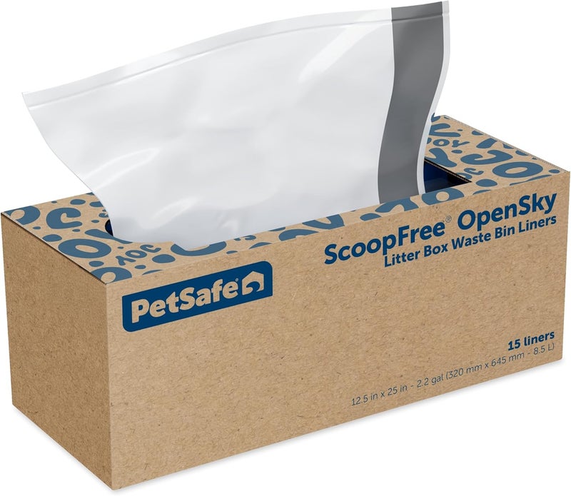 Waste Bin Liners Cleaning - Disposable Liners - Durable Plastic - Litter Box Compatible - Convenient Drawstring Design - 15 Count